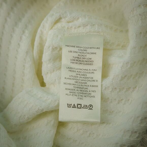 Free People Size Small S Ivory Bone Raymond Thermal Waffle Collar Oversize Top - Picture 5 of 7